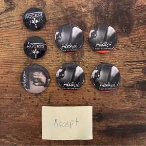 VTG 80’s Accept Band X Pinback Concert buttons pins metal hard rock